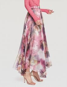 img 2 attached to Floral Boho Chic: CHARTOU Women'S Full Length Pleated Chiffon Skirt Dress For Summertime Elegance