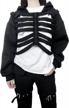 gothic skull women's hoodie: cropped, hollowed-out and solid; novelty skeleton pullover with long sleeves logo