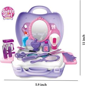 img 1 attached to 21-Piece Hair Salon Kit For Girls - WenToyce Pretend Play Beauty Set With Styling Tools, Cosmetic Case, And Mirror, Ideal For Toddlers And Kids Dress-Up