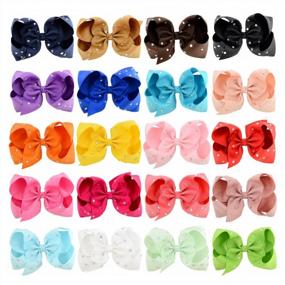 img 4 attached to Sparkle And Shine With ALinmo'S 20Pc Boutique Ribbon Hair Bows For Girls Of All Ages