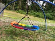 img 1 attached to Outdoor Oval Tree Swing Saucer For Kids - 65’’ X 27.5’’ Size With Steel Frame, Frictionless Swivel, Carabiners, Nylon Ropes, Handles & Thick Padding By SportsTrail - Best Hanging Swing For Trees review by Maria Marshall