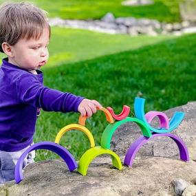 img 2 attached to 🌈 Lelolo by Anpei Silicone Baby to Toddler Stacking Toy - Rainbow Silicone, 0+ Months, Large