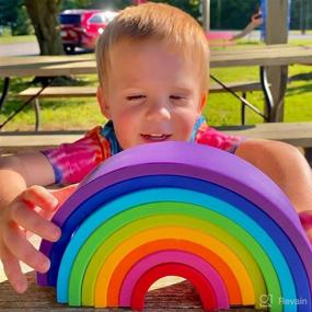 img 1 attached to 🌈 Lelolo by Anpei Silicone Baby to Toddler Stacking Toy - Rainbow Silicone, 0+ Months, Large