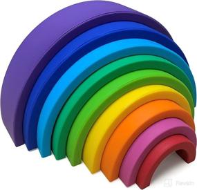 img 4 attached to 🌈 Lelolo by Anpei Silicone Baby to Toddler Stacking Toy - Rainbow Silicone, 0+ Months, Large