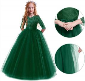 img 2 attached to Kids Lace Flower Girl Dress Wedding Bridesmaid Pageant Party Prom Ball Gown Princess Tulle Puffy Dresses