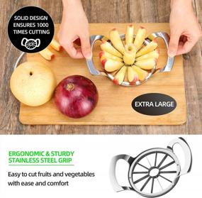 img 1 attached to Professional Apple Cutter And Corer - Extra Large 4.3 Inch Size With 12 Sharp Stainless Steel Blades - Heavy Duty Apple Slicer - Easy To Use And Dishwasher Safe