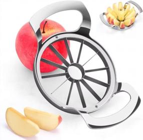img 4 attached to Professional Apple Cutter And Corer - Extra Large 4.3 Inch Size With 12 Sharp Stainless Steel Blades - Heavy Duty Apple Slicer - Easy To Use And Dishwasher Safe