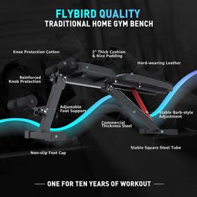 img 3 attached to Adjustable Foldable Weight Bench For Full-Body Workout At Home - FLYBIRD Red/Waist Version