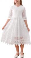 elegant lace flower girl dress with scalloped edge trim and 3/4 ruffle sleeves, available in sizes 4-14t by gorlya logo