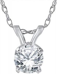img 4 attached to 14K White Gold Pendant Necklace Featuring A Natural 3/8 Ct Solitaire Diamond