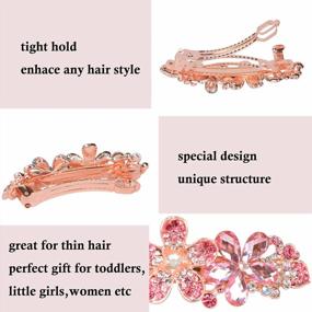 img 2 attached to Pink Rhinestone Hairpin Clip With Flower Design - Sankuwen Hair Accessories (Style B)