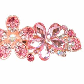 img 3 attached to Pink Rhinestone Hairpin Clip With Flower Design - Sankuwen Hair Accessories (Style B)