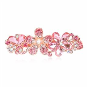 img 4 attached to Pink Rhinestone Hairpin Clip With Flower Design - Sankuwen Hair Accessories (Style B)