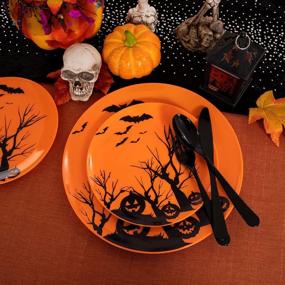 img 3 attached to Spooky Savings On WELLIFE Halloween Party Plate Set - 60Pcs Disposable Plastic Supplies, 30 Orange Dinner Plates, 30 Salad Plates - Perfect For Any Halloween Festivity Or Gathering!