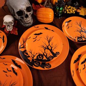 img 2 attached to Spooky Savings On WELLIFE Halloween Party Plate Set - 60Pcs Disposable Plastic Supplies, 30 Orange Dinner Plates, 30 Salad Plates - Perfect For Any Halloween Festivity Or Gathering!
