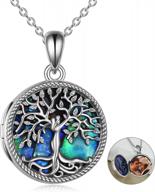 sterling silver abalone shell tree of life locket necklace - holds pictures, perfect christmas gift for women & girls! logo