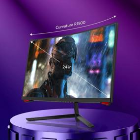 img 1 attached to Fiodio 24H3G Adaptive Sync Curved Gaming Monitor - 165Hz, 🖥️ Frameless, Tilt Adjustment, Blue Light Filter - Includes Free Tearing, HD, ‎24H3G-US