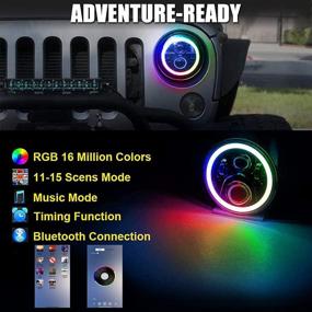 img 3 attached to 7'' RGB LED Headlight With Halo Angel Eyes + 9'' Round JL Mounting Bracket W/ Amber Turn Signal Light Remote Control For Jeep Wrangler JL/JLU/JT 2018-2021