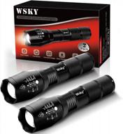 wsky s1800 led tactical flashlight - waterproof and powerful - high lumen, zoomable, 5 modes - perfect for camping, biking, and home emergency (batteries not included) логотип