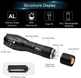 img 3 attached to Wsky S1800 LED Tactical Flashlight - Waterproof And Powerful - High Lumen, Zoomable, 5 Modes - Perfect For Camping, Biking, And Home Emergency (Batteries Not Included)