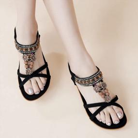 img 1 attached to Stay Comfortable And Stylish This Summer: Shop Our Women'S Bohemian Beaded Ankle Strap Sandals!