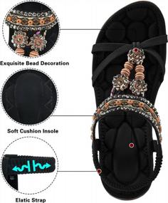 img 3 attached to Stay Comfortable And Stylish This Summer: Shop Our Women'S Bohemian Beaded Ankle Strap Sandals!
