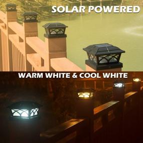img 2 attached to SIEDiNLAR Solar Post Cap Lights: 2 Modes, 8 LED For Outdoor Decoration, Fits Posts Of 4X4, 5X5, 6X6 - Warm White/Cool White Lighting (2 Pack)