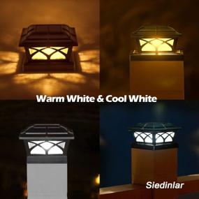 img 1 attached to SIEDiNLAR Solar Post Cap Lights: 2 Modes, 8 LED For Outdoor Decoration, Fits Posts Of 4X4, 5X5, 6X6 - Warm White/Cool White Lighting (2 Pack)