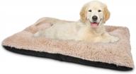 ultra soft dog crate bed for calming and comfort, anti-slip washable kennel mat for small, medium, and extra large dogs, anti-anxiety dog pad for sleeping, 23" x 18", beige - joejoy логотип