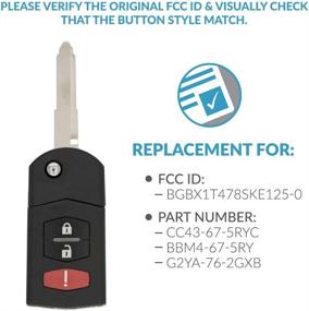 img 1 attached to Keyless2Go Replacement: 3 Button Remote Flip 🔑 Key Fob for Mazda 5 2 CX-7 CX-9 BGBX1T478SKE125-01