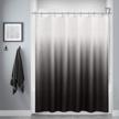 upgrade your bathroom with jet black textured fabric polyester ombre shower curtain - waterproof and machine washable with 12 hooks logo