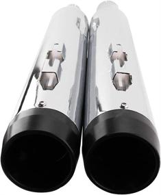 img 3 attached to 🔊 Classic Chrome Megaphone Slip On Mufflers for Touring Bikes