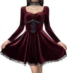 img 1 attached to Gothic Vintage Summer Dress: Sleeveless Lace Bodycon With Draped Gothic Style