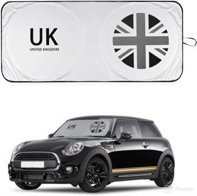 img 4 attached to JJHM Black Union Jack Accessories Mini Cooper Clubman Countryman Windshield Sunshade Fit For F54 F55 F56 F60 R55 R56 R57 R58 R59 R60 R61