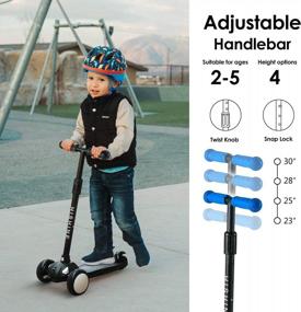 img 2 attached to 🛴 Kids 3-Wheel Scooter for Ages 3-5, LED Light Up Wheels, Adjustable Height, Lean to Steer, Extra Wide Deck, Rear Brake - Ideal for Boys and Girls