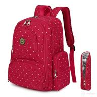 qimiaobaby diaper bag backpack: multifunctional, large-capacity travel diaper storage bag with red dots logo