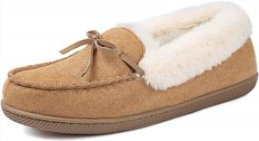 img 4 attached to Women'S Memory Foam Moccasin Slippers With Fleece Lining, Warm House Shoes For Indoor/Outdoor Wear, Closed Back Slip On Loafers By Zizor