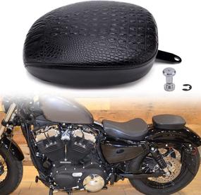 img 3 attached to Black Crocodile Motorcycle Front Driver Solo Seat Rear Passenger Pillion Pad For Sportster 48 72 Iron 883 XL883 Forty Eight XL1200 Seventy Two 1200