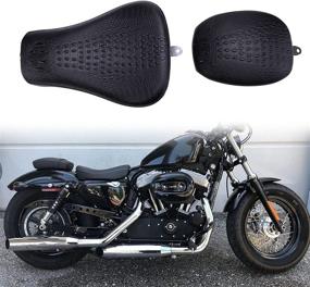 img 4 attached to Black Crocodile Motorcycle Front Driver Solo Seat Rear Passenger Pillion Pad For Sportster 48 72 Iron 883 XL883 Forty Eight XL1200 Seventy Two 1200