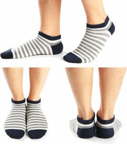 img 2 attached to 6 Pairs Of Mottee&Zconia Air Fresh Cotton Short Ankle Socks With Non-Slide Mesh Body And Strip Design, Perfect For Men And Women, Size M