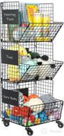 efficient 3-tier rolling toy organizer basket with adjustable chalkboards - ideal for child room, playroom, bedroom - metal wire baskets with wheels and s-hooks logo