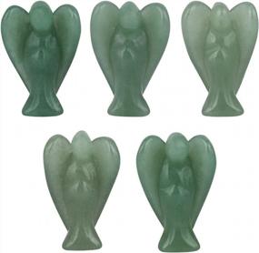 img 1 attached to Mookaitedecor Guardian Angel Figurines Set Of 5,Crystals Gemstone Carved Mini Statue For Love,Peace & Healing 1.5 Inch