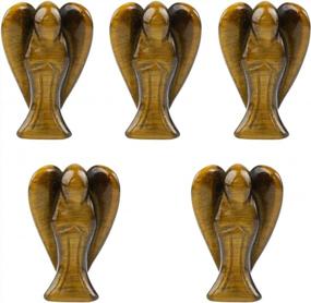 img 3 attached to Mookaitedecor Guardian Angel Figurines Set Of 5,Crystals Gemstone Carved Mini Statue For Love,Peace & Healing 1.5 Inch