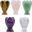 mookaitedecor guardian angel figurines set of 5,crystals gemstone carved mini statue for love,peace & healing 1.5 inch logo