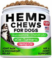 hemp chews with glucosamine for dogs - natural hip & joint supplement with hemp oil, turmeric, msm, & chondroitin - supports mobility - made in usa with bacon flavor логотип