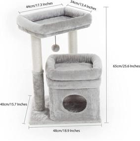 img 3 attached to 🐱 Pesofer Small Cat Tree: Dangling Ball, Large Perches, Light Gray - The Perfect Cat Tower for Your Feline Companion