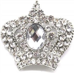 img 4 attached to 👑 Silver Crystal 2-inch Rhinestone Crown Brooch - Belagio Enterprises - 1 Piece