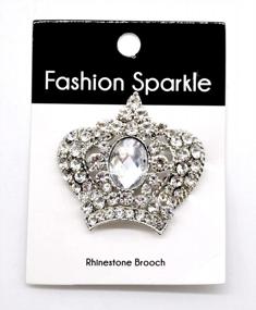 img 1 attached to 👑 Silver Crystal 2-inch Rhinestone Crown Brooch - Belagio Enterprises - 1 Piece