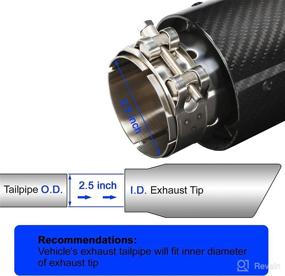 img 3 attached to 🚀 Vechkom 2.5'' Inlet Exhaust Tip: Stainless Steel & Carbon Fiber Car Tail Pipe, Glossy Black (Outlet 3.5'') - A Perfect Upgrade for Enhanced Style and Performance!