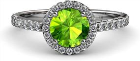img 2 attached to 14K White Gold Peridot And Diamond Halo Engagement Ring - 1.48 Ct Tw, SI2-I1 Clarity, G-H Color By TriJewels